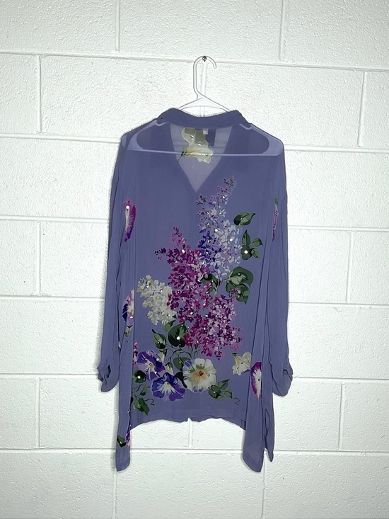 Anthony Mark Hankins Tops - < Vintage Anthony Mark Hankins Purple Floral Sequin Embellished Button Up >